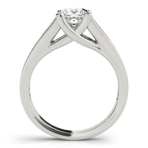 Platinum Princess Cut Channel Set Solitaire Ring with Four-Prong Setting