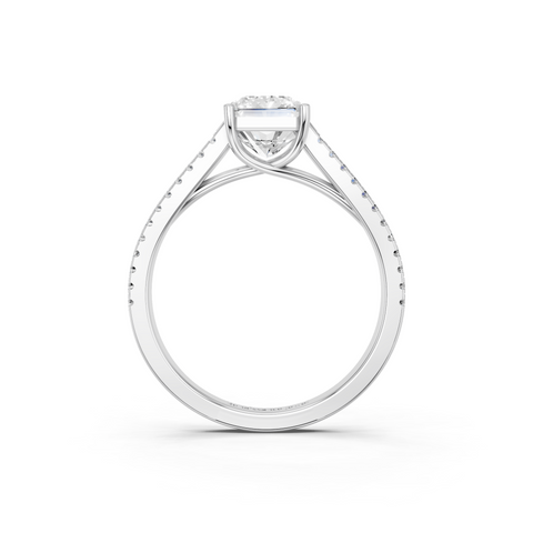 Platinum Radiant Solitaire Split Shank Pavé Diamond Engagement Ring