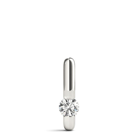 Silver Round Bezel-Set Diamond Pendant