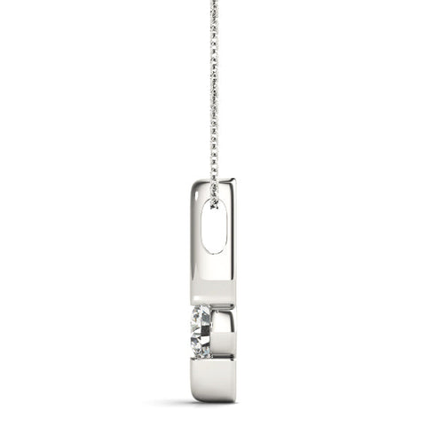 Silver Round Bezel-Set Diamond Pendant