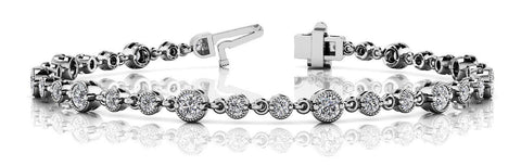 White gold Round Bezel-Set Diamond Tennis Bracelet with Box Clasp