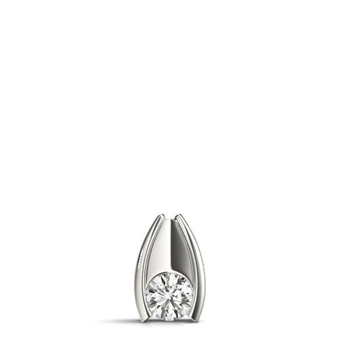 Silver Round Bezel Solitaire Pendant with V-Prong Setting