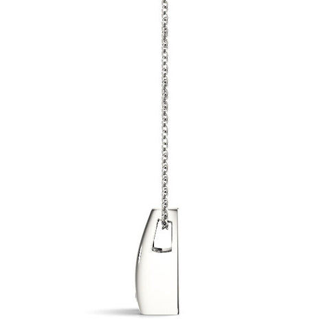 Silver Round Bezel Solitaire Pendant with V-Prong Setting