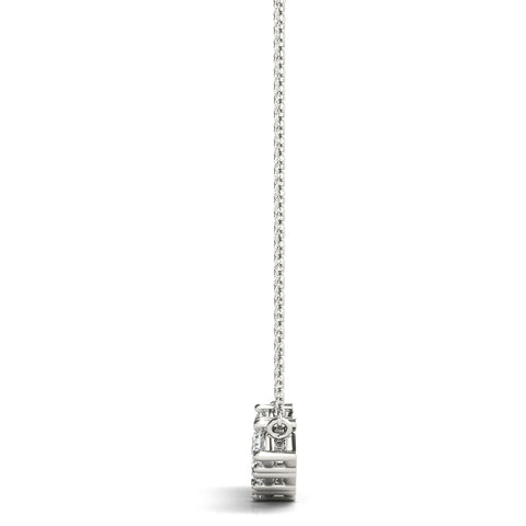 Silver Round Brilliant Diamond Curved Bar Necklace with Prong Setting