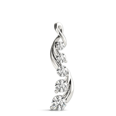 Silver Round Brilliant Diamond Prong Set Pendant