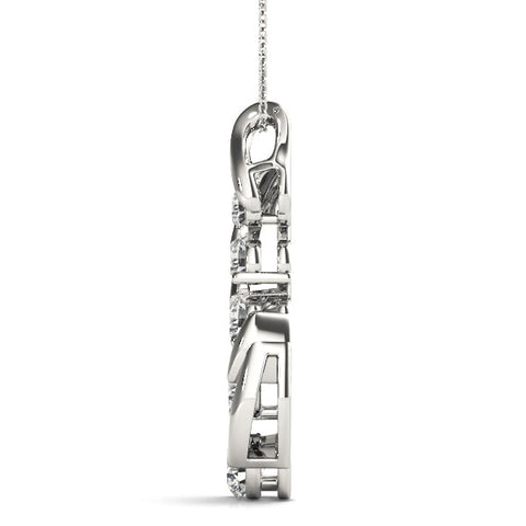 Silver Round Brilliant Diamond Prong Set Pendant