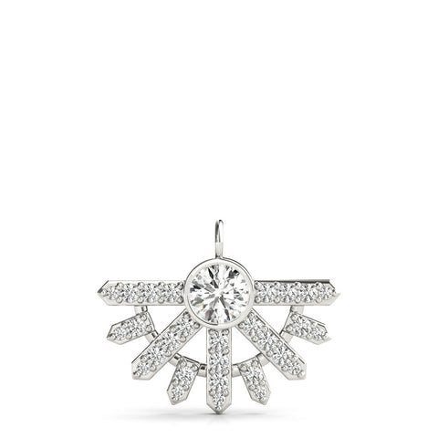 Silver Round Brilliant Halo Fan Pendant