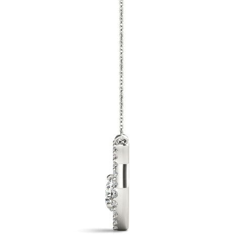 Silver Round Brilliant Halo Prong-Set Pendant