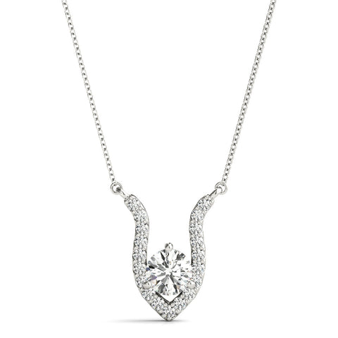 Silver Round Brilliant Halo Prong-Set Pendant