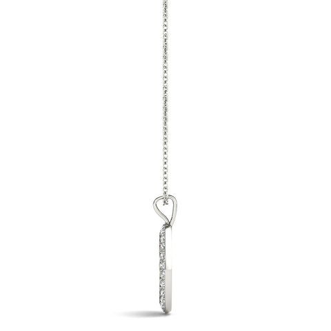 Silver Round Brilliant Pavé-Set Diamond Peace Pendant