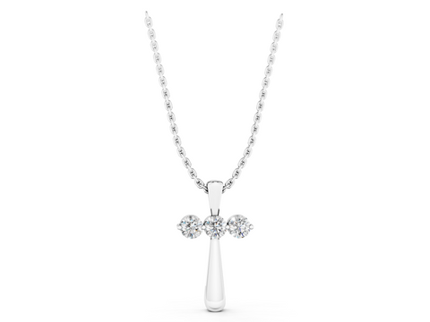 White gold Round Brilliant Three-Stone Prong Set Pendant