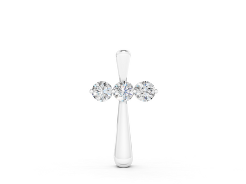 White gold Round Brilliant Three-Stone Prong Set Pendant