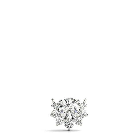 Silver Round Cluster Diamond Pendant with Prong Setting