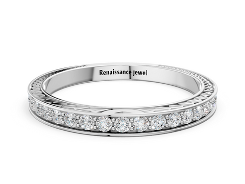 Platinum Round Cut Diamond Pavé Eternity Band with Channel Setting