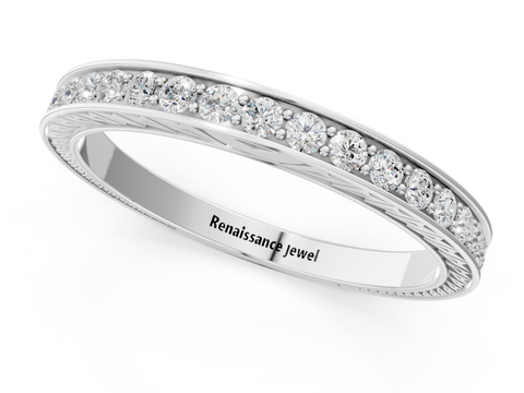 White gold Round Cut Diamond Pavé Eternity Band with Channel Setting