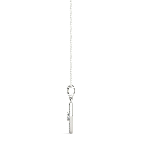 Silver Round Cut Diamond Pavé Marquise Pendant