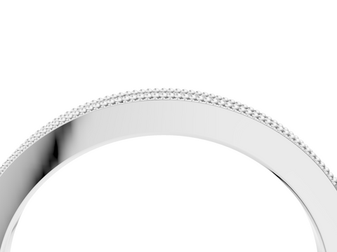 White gold Round Cut Diamond Pavé Set Milgrain Edge Eternity Band