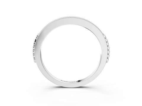 White gold Round Cut Diamond Pavé Set Milgrain Edge Eternity Band