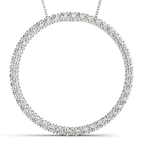 Silver Round Cut Diamond Prong Set Eternity Pendant