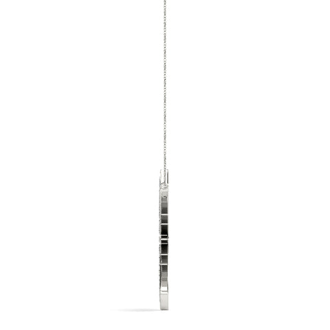Silver Round Cut Diamond Sunburst Pendant with Pavé Setting
