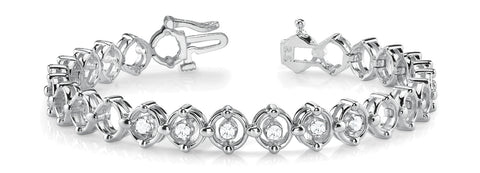 White gold Round Cut Diamond Tennis Bracelet with Bezel Setting and Link Band