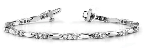 White gold Round Cut Diamond Tennis Bracelet with Bezel and Prong Setting