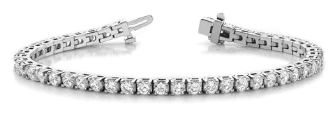 White gold Round Cut Diamond Tennis Bracelet with Box Clasp and Four-Prong Setting