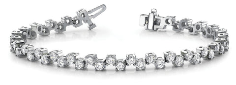 White gold Round Cut Diamond Tennis Bracelet with Prong Setting and Link Band