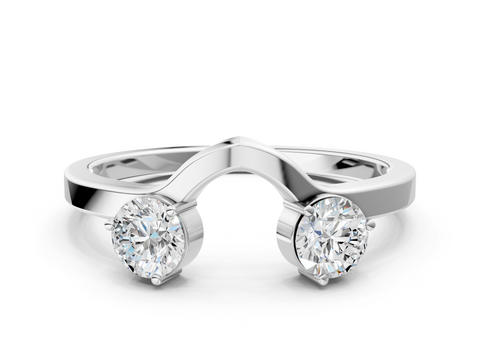 White gold Round Cut Dual Diamond Open Band with Prong Setting