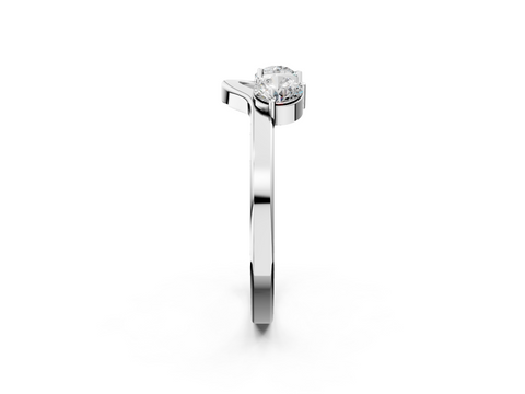 White gold Round Cut Dual Diamond Open Band with Prong Setting