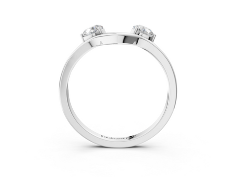 Platinum Round Cut Dual Diamond Open Band with Prong Setting