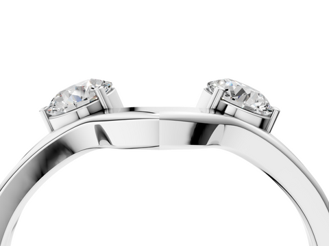 White gold Round Cut Dual Diamond Open Band with Prong Setting
