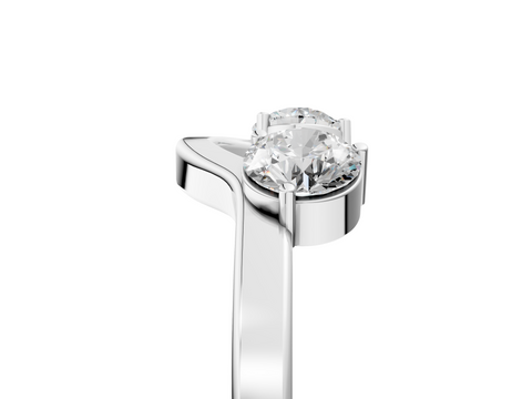 Platinum Round Cut Dual Diamond Open Band with Prong Setting