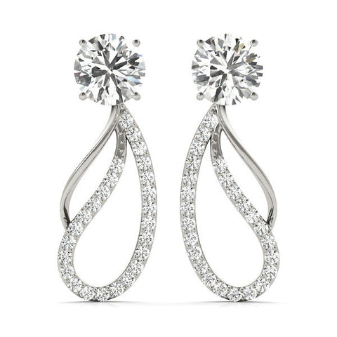 Silver Round Cut Prong Set Diamond Infinity Drop Earrings