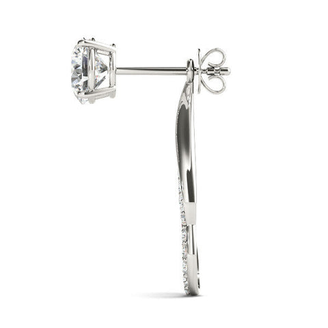 Silver Round Cut Prong Set Diamond Infinity Drop Earrings