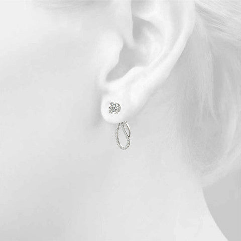 Silver Round Cut Prong Set Diamond Infinity Drop Earrings