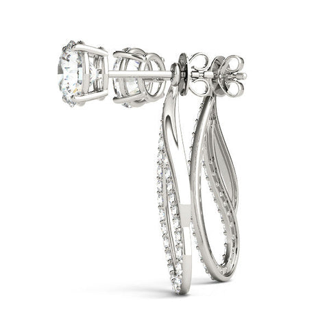 Silver Round Cut Prong Set Diamond Infinity Drop Earrings