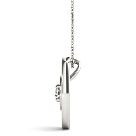 Silver Round Diamond Bezel Set Pendant with Double Halo