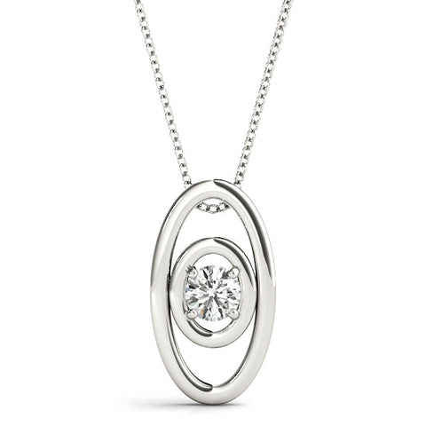 Silver Round Diamond Bezel Set Pendant with Double Halo