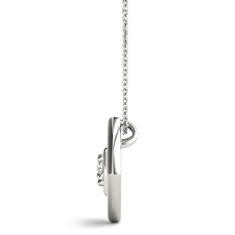Silver Round Diamond Bezel Set Pendant with Square Prong Setting