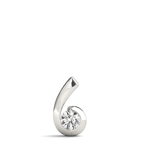 Silver Round Diamond Bezel Set Swirl Pendant