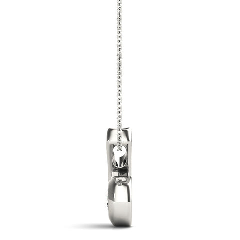 Silver Round Diamond Bezel Set Swirl Pendant