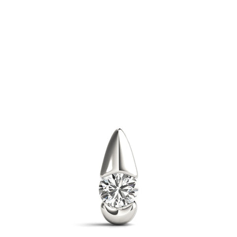 Silver Round Diamond Bezel Set Teardrop Pendant