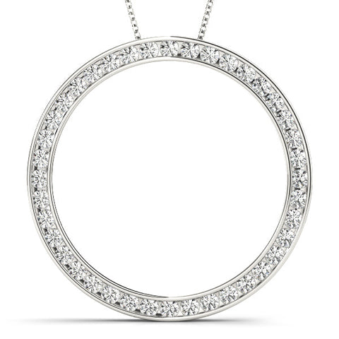 Silver Round Diamond Channel Set Pendant