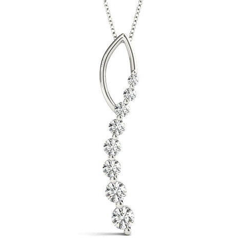 Silver Round Diamond Channel Set Vertical Bar Pendant