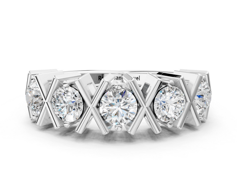 White gold Round Diamond Channel Set X-Prong Band
