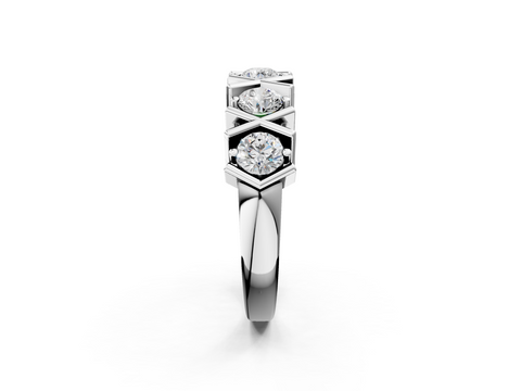 White gold Round Diamond Channel Set X-Prong Band