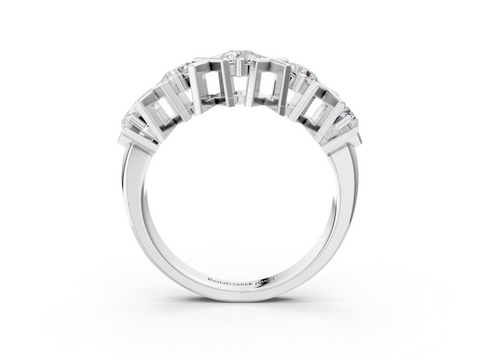Platinum Round Diamond Channel Set X-Prong Band