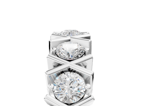 Platinum Round Diamond Channel Set X-Prong Band