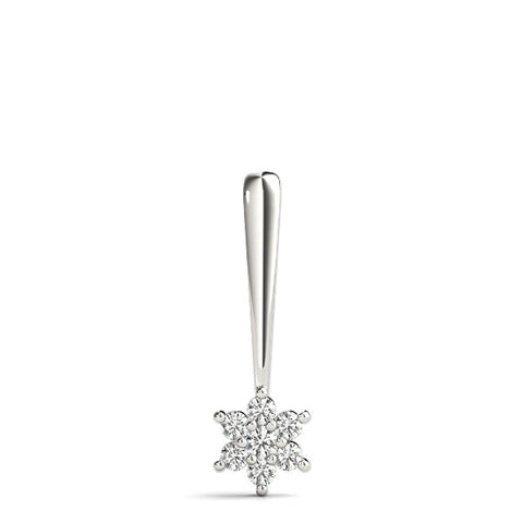 Silver Round Diamond Cluster Pendant with Six-Prong Setting